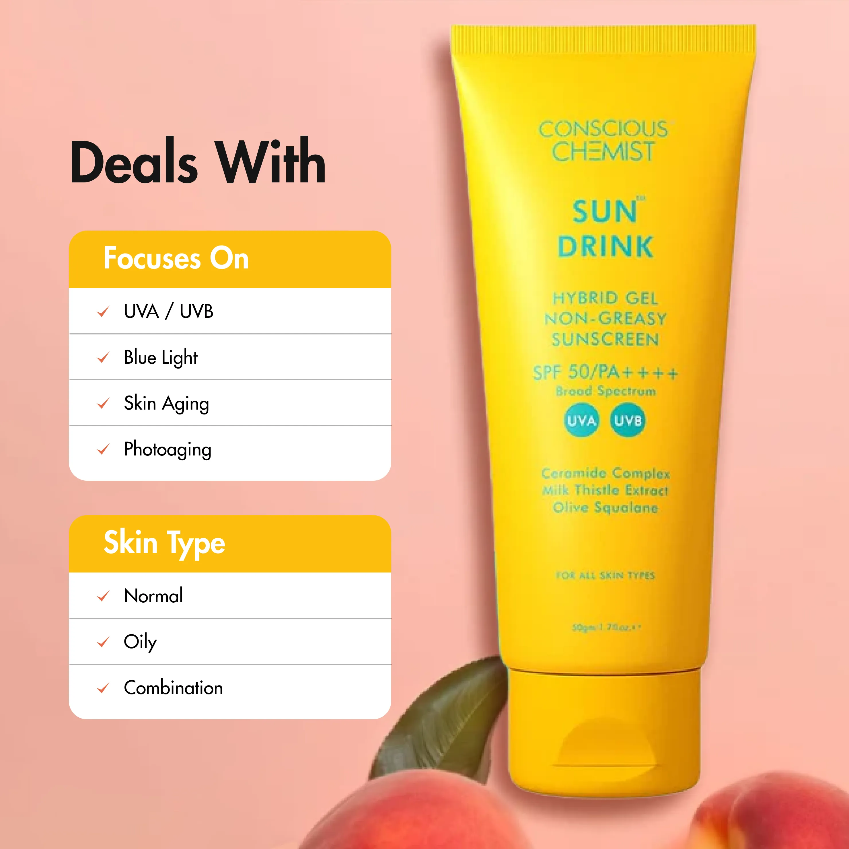 Ceramide Sunscreen | SPF50 PA     | Dewy, Lightweight, & Oil-Free | 50 gm