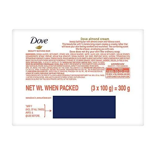 Dove Almond Cream Beauty Bathing Bar, 100g (Pack of 3)