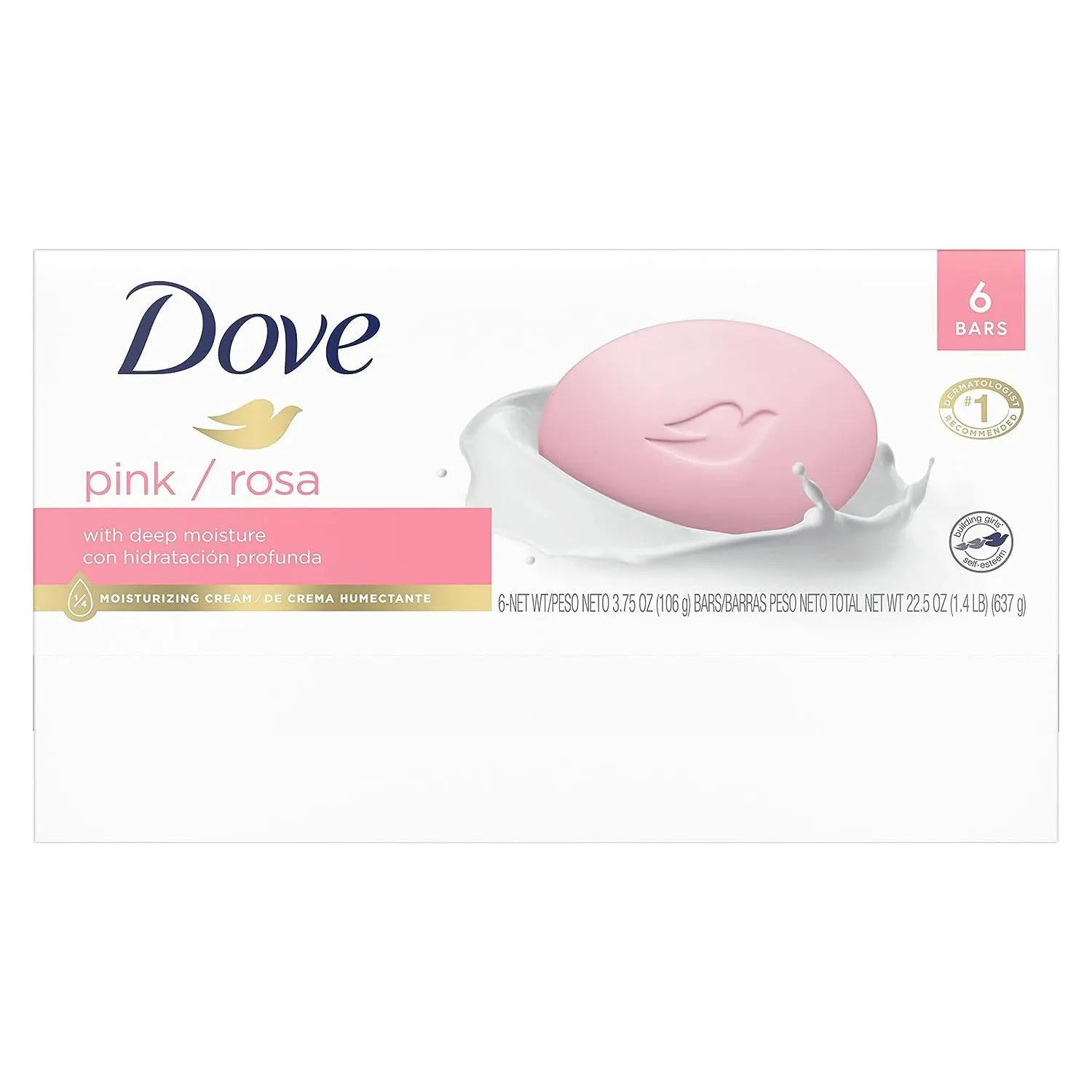 Dove Beauty Bar Soap With Deep Moisture, Pink, 4 Ounces, 6-Pack