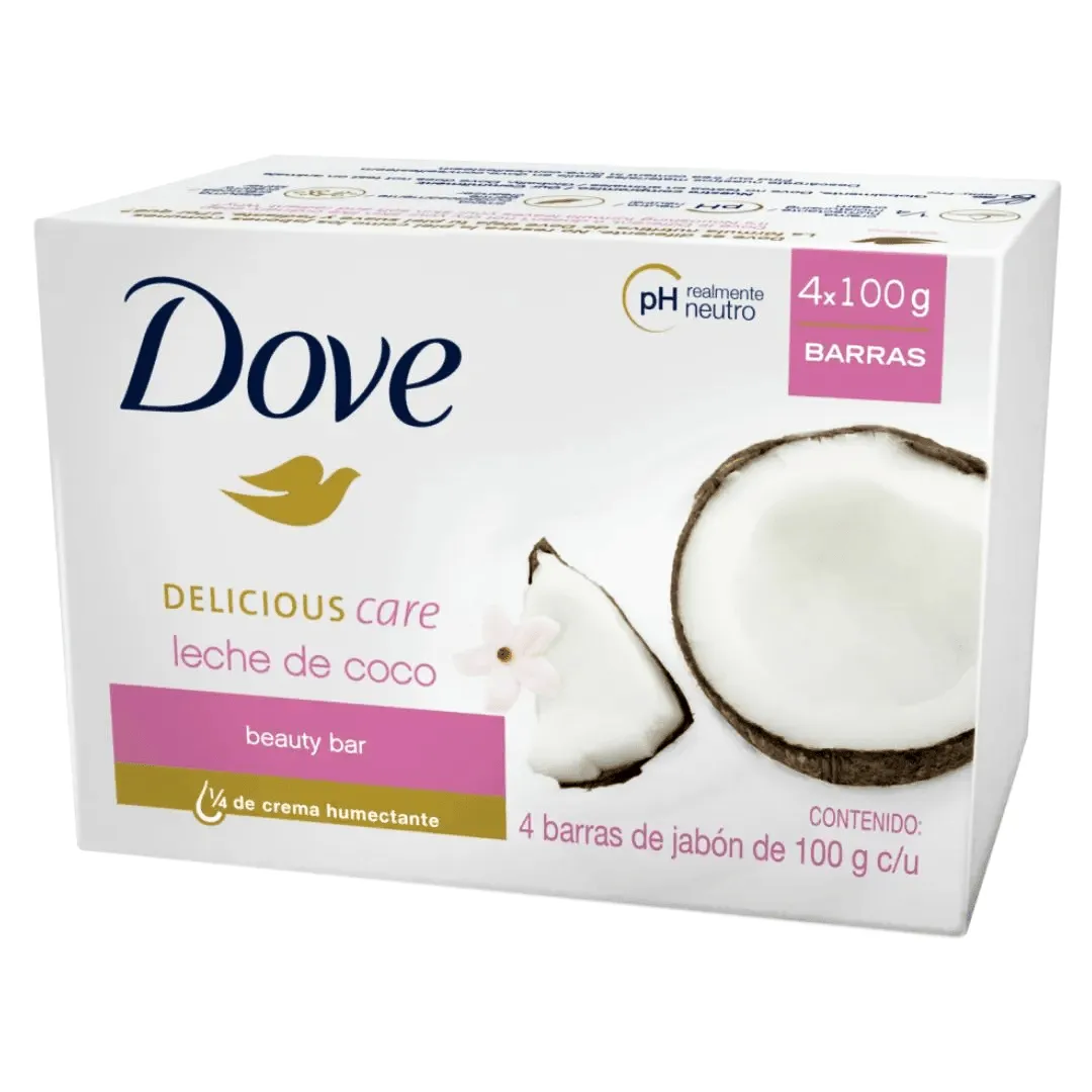 Dove Delicious Care Coconut Milk Beauty Bar Soap 4x100g