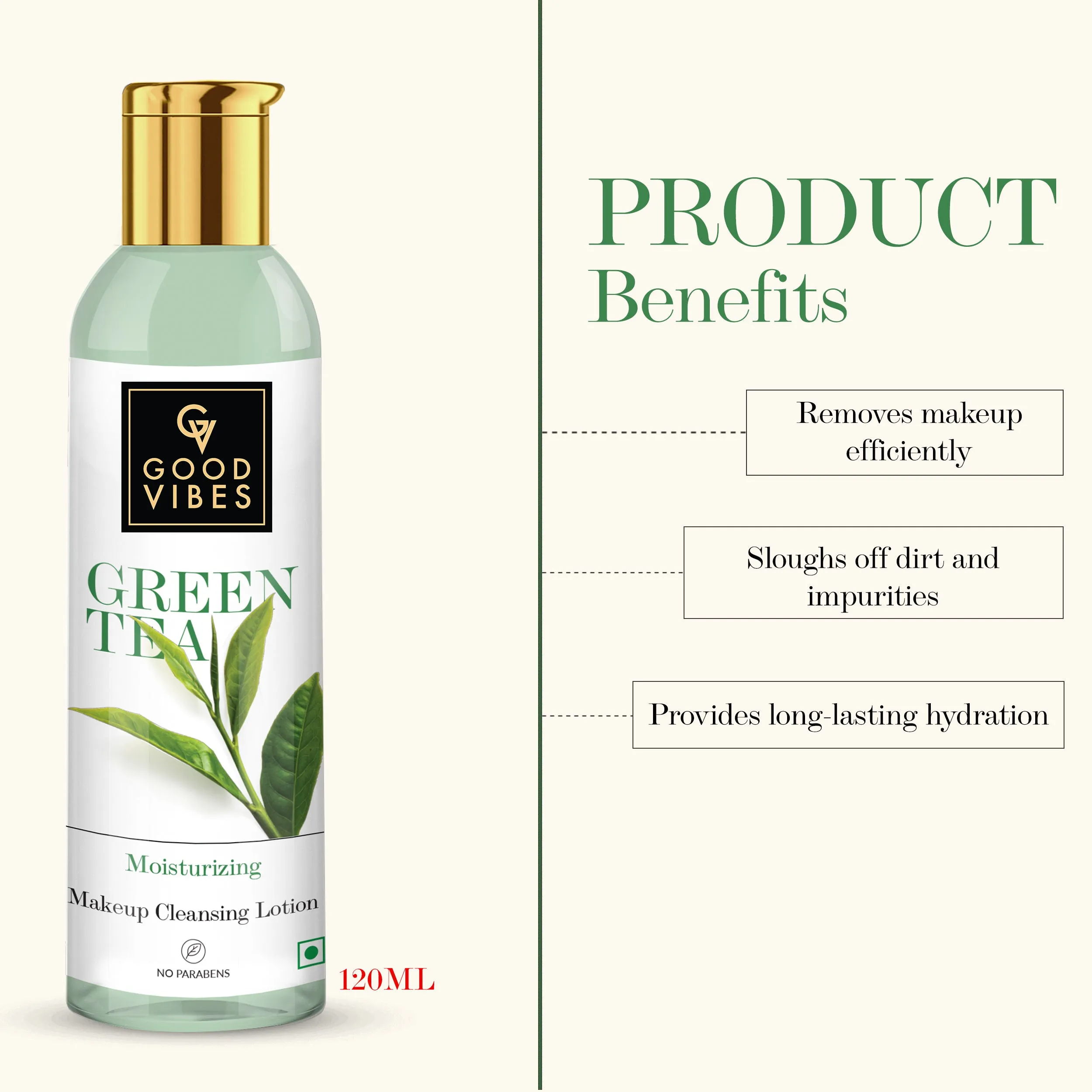 Good Vibes Moisturizing Makeup Cleansing Lotion - Green Tea (120 ml)